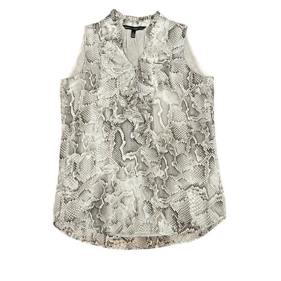 White House Black Market Snake Print Sleeveless Blouse Size 2 - Picture 4 of 12